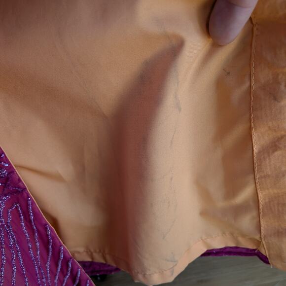 Vintage Prom Dress Maxi Gown L Pink Y2K Beaded Glam Silk Backless Pageant Formal - Picture 13 of 13